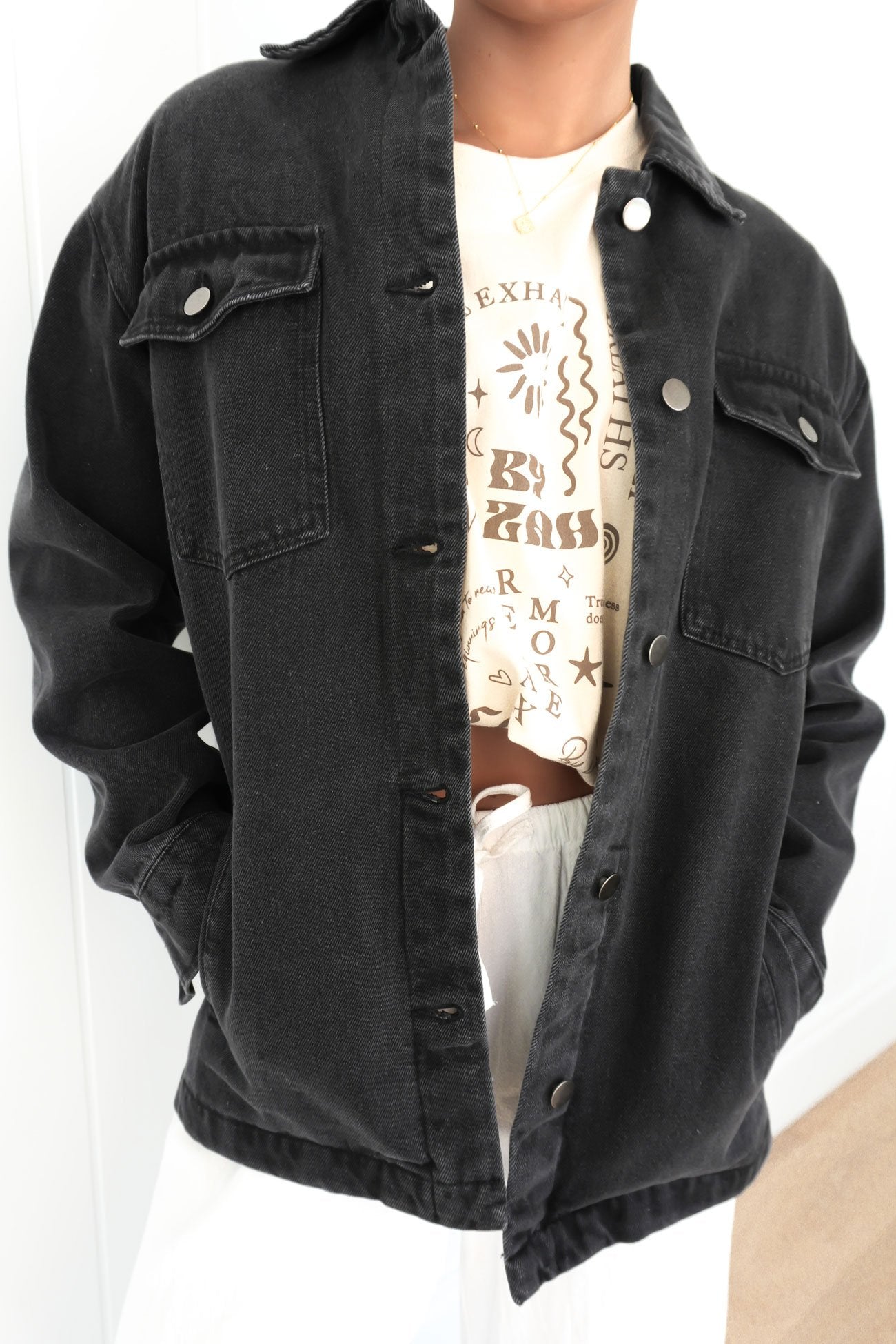 Skylar Denim Shacket Washed Black